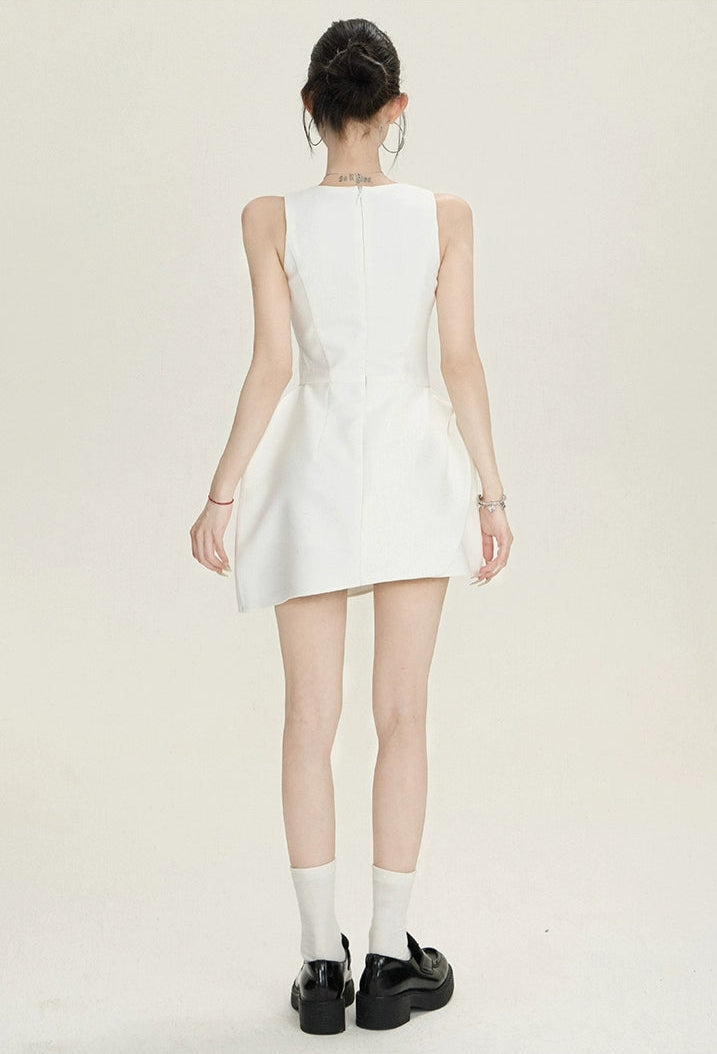 Sleeveless Asymmetric Hem Balloon Mini Dress