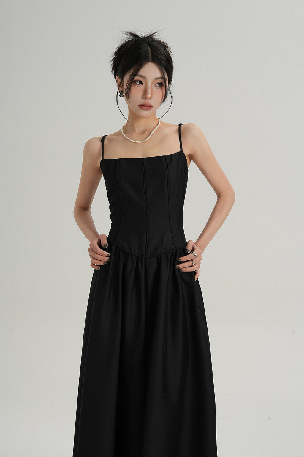 Adjustable Spaghetti Strap Corset Bodice Maxi Dress
