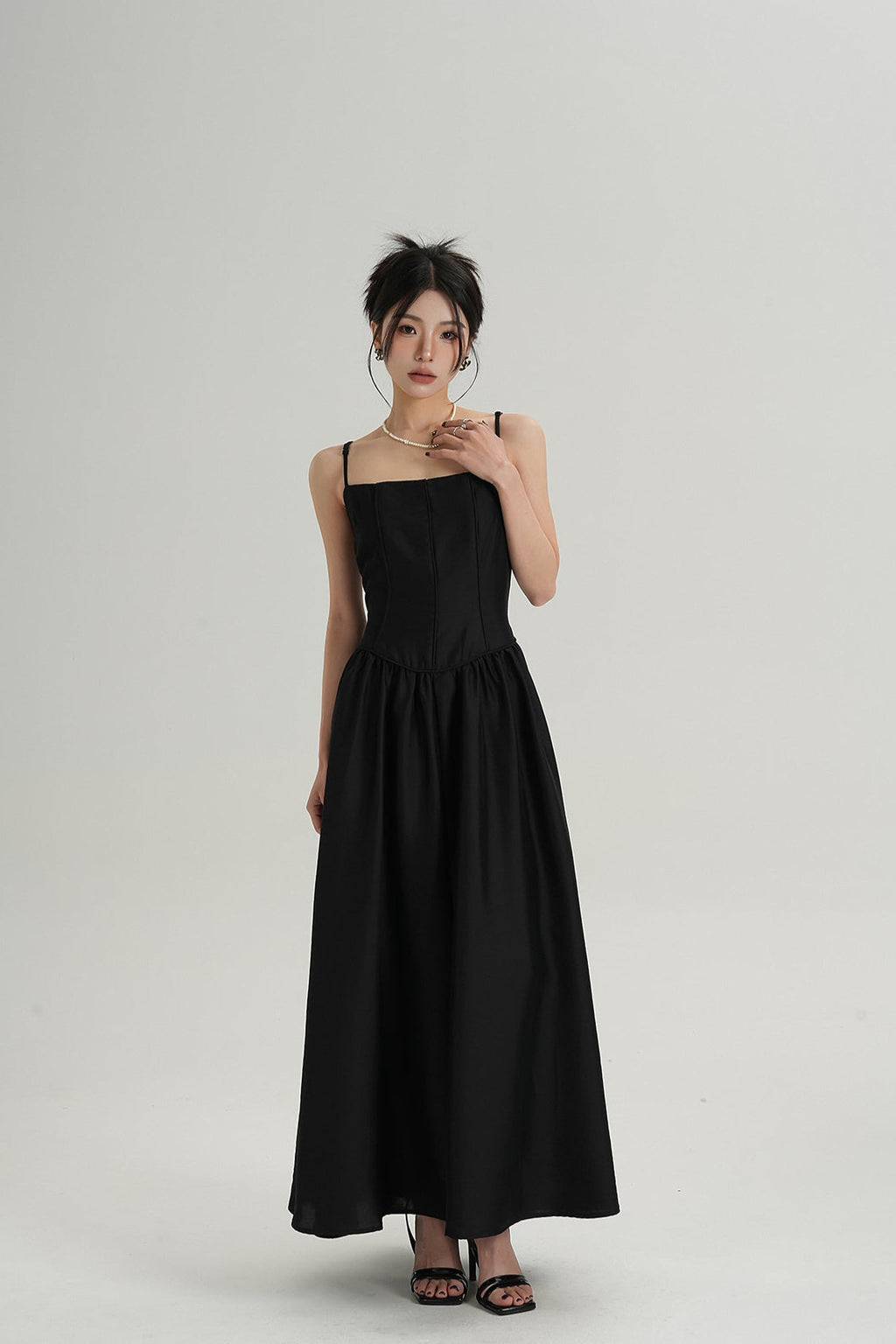 Adjustable Spaghetti Strap Corset Bodice Maxi Dress