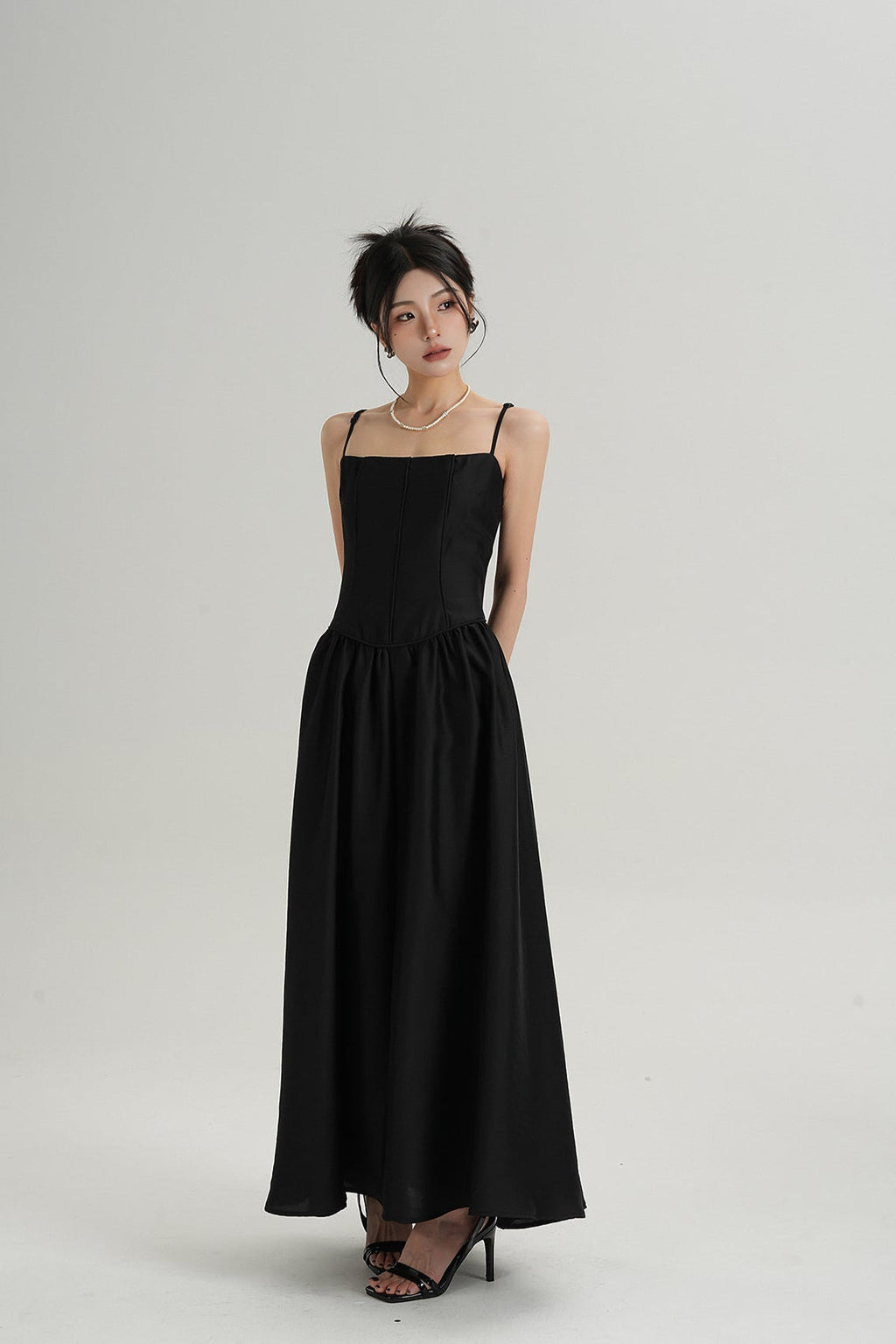 Adjustable Spaghetti Strap Corset Bodice Maxi Dress