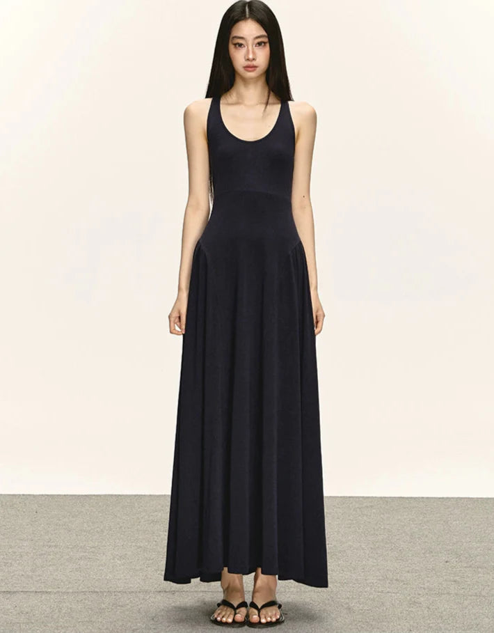 Sleeveless Racerback Maxi Dress with Cut-Out Back