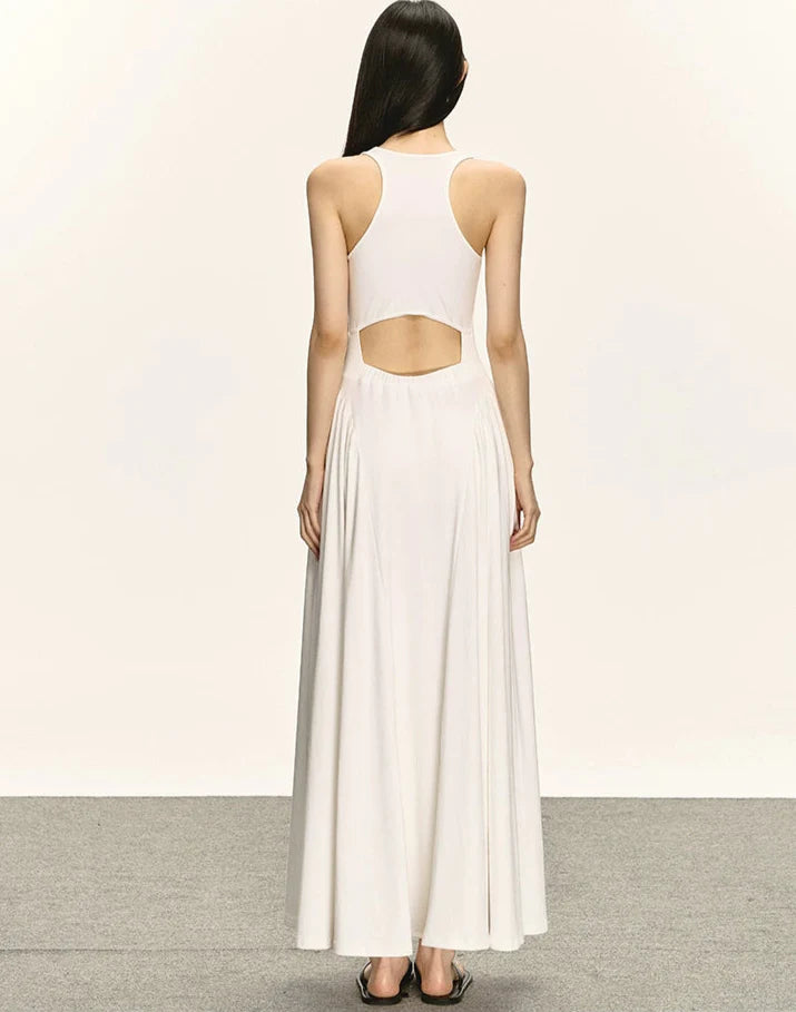 Sleeveless Racerback Maxi Dress with Cut-Out Back