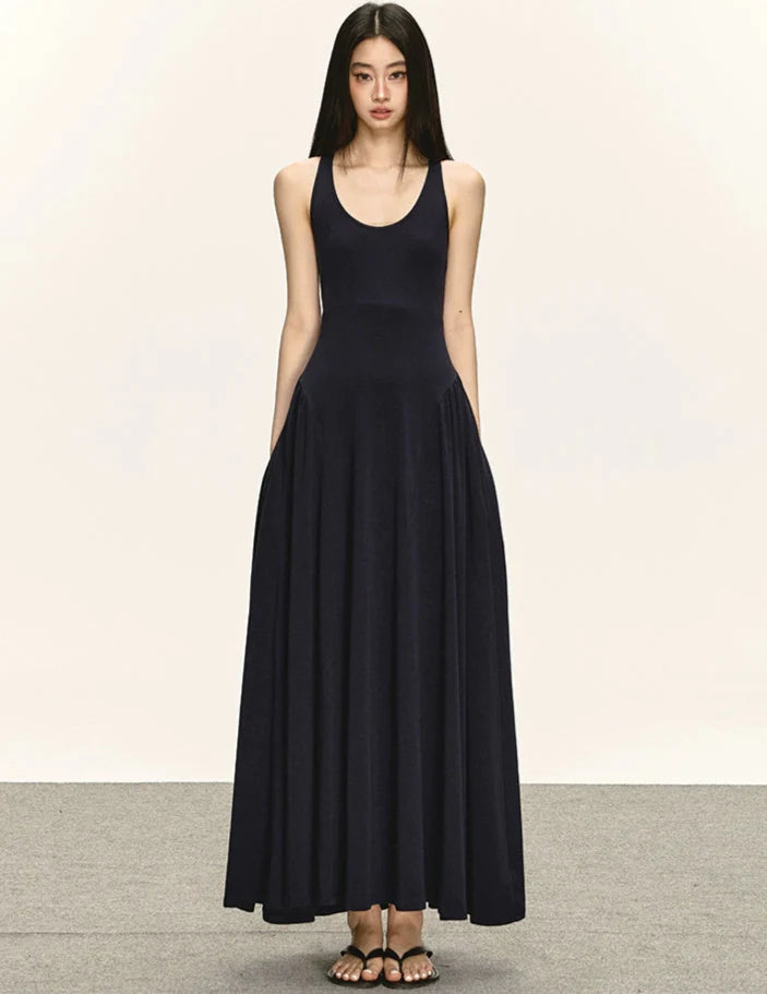 Sleeveless Racerback Maxi Dress with Cut-Out Back