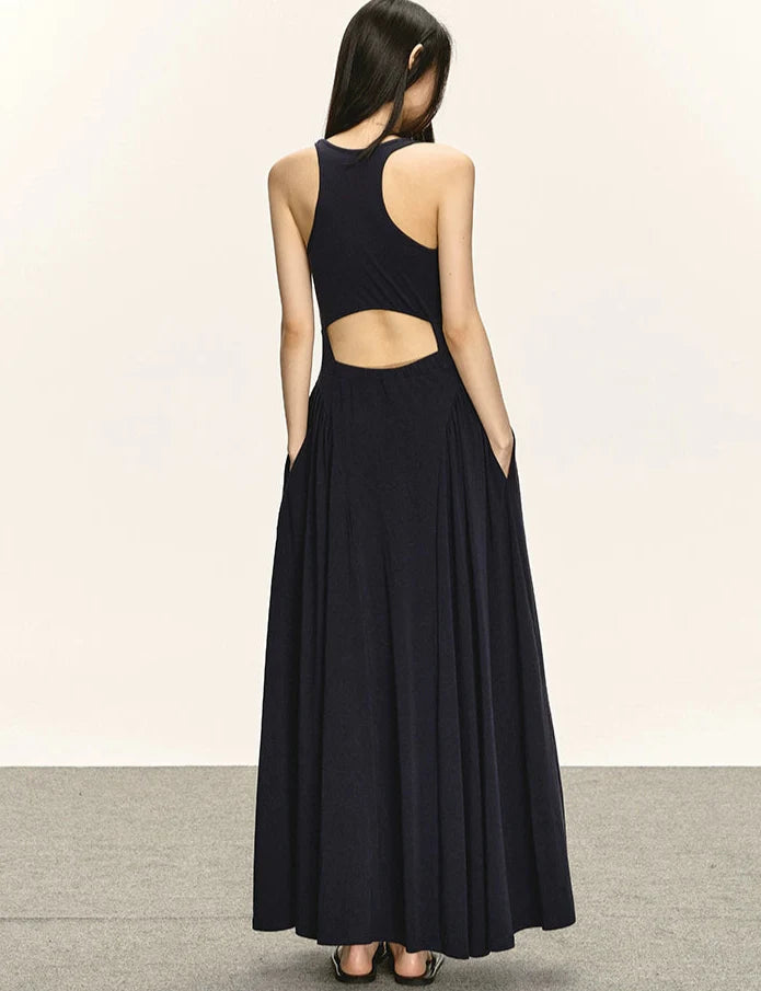 Sleeveless Racerback Maxi Dress with Cut-Out Back
