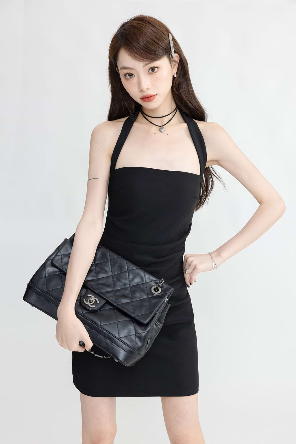 Flat Halter Strap Ruched Mini Dress