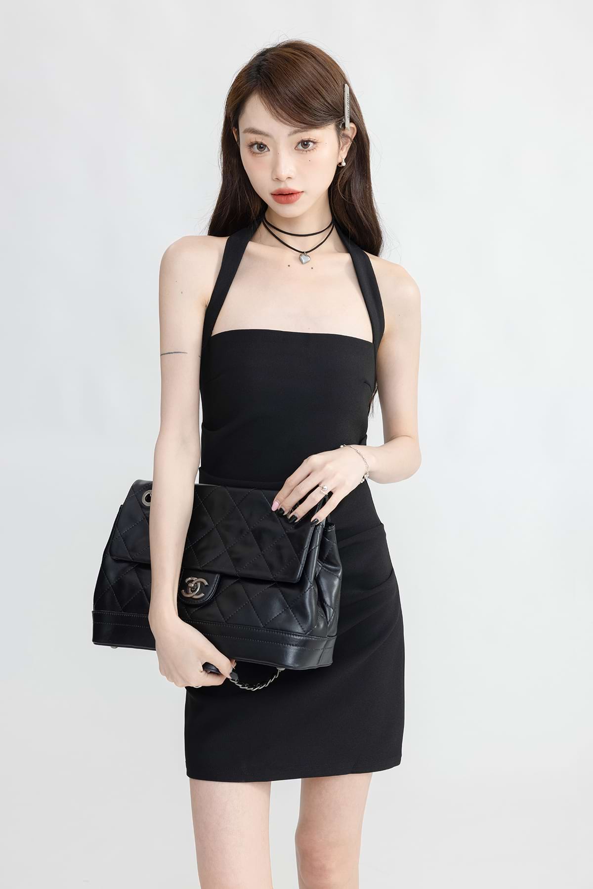 Flat Halter Strap Ruched Mini Dress